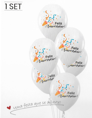 Balões Látex 30cm – Feliz Aniversário
