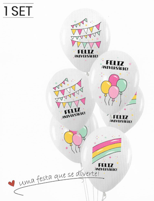 Balões Látex 30cm – Feliz Aniversário