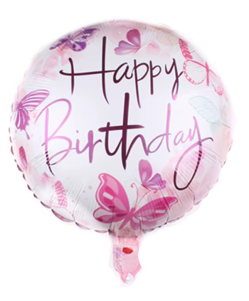 Balão Foil 18″ Aniversário Borboletas Rosa